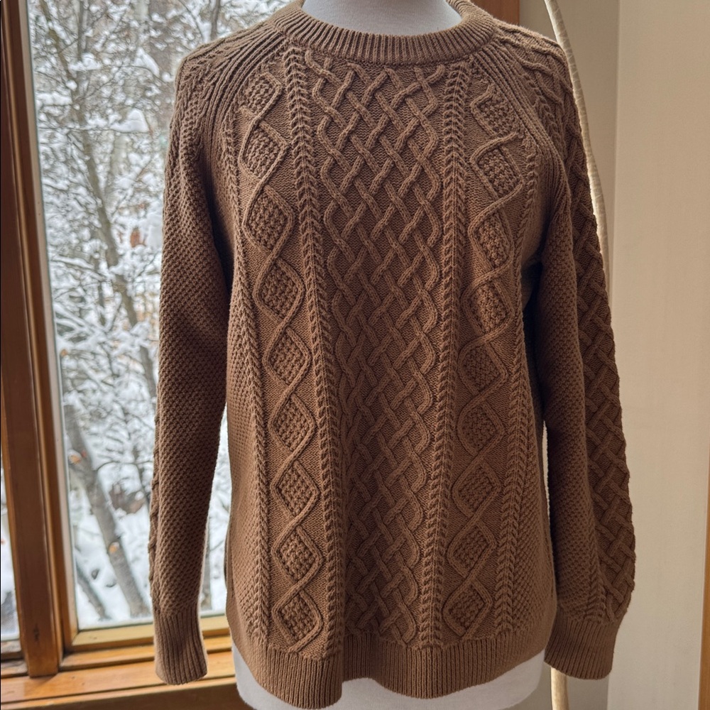 J.Crew Cable-Knit Cotton Crewneck Sweater - Picture 3 of 6